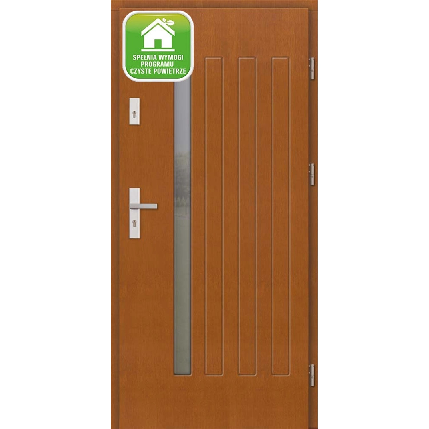 El Prema Drzwi zewnętrzne drewniane Plati złoty dąb 90P