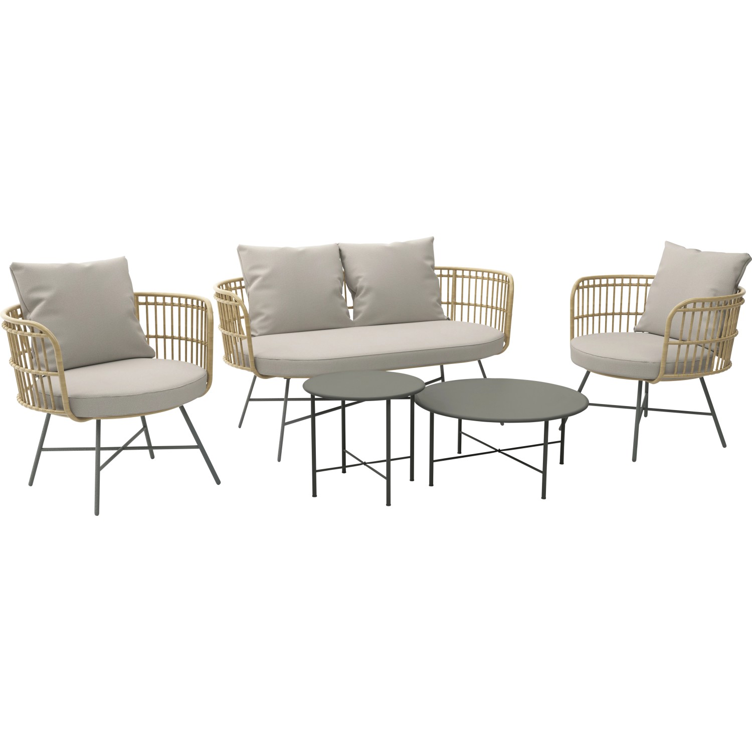 Komplet mebli wypoczynkowych HILLSTON beżowy 5-częściowy