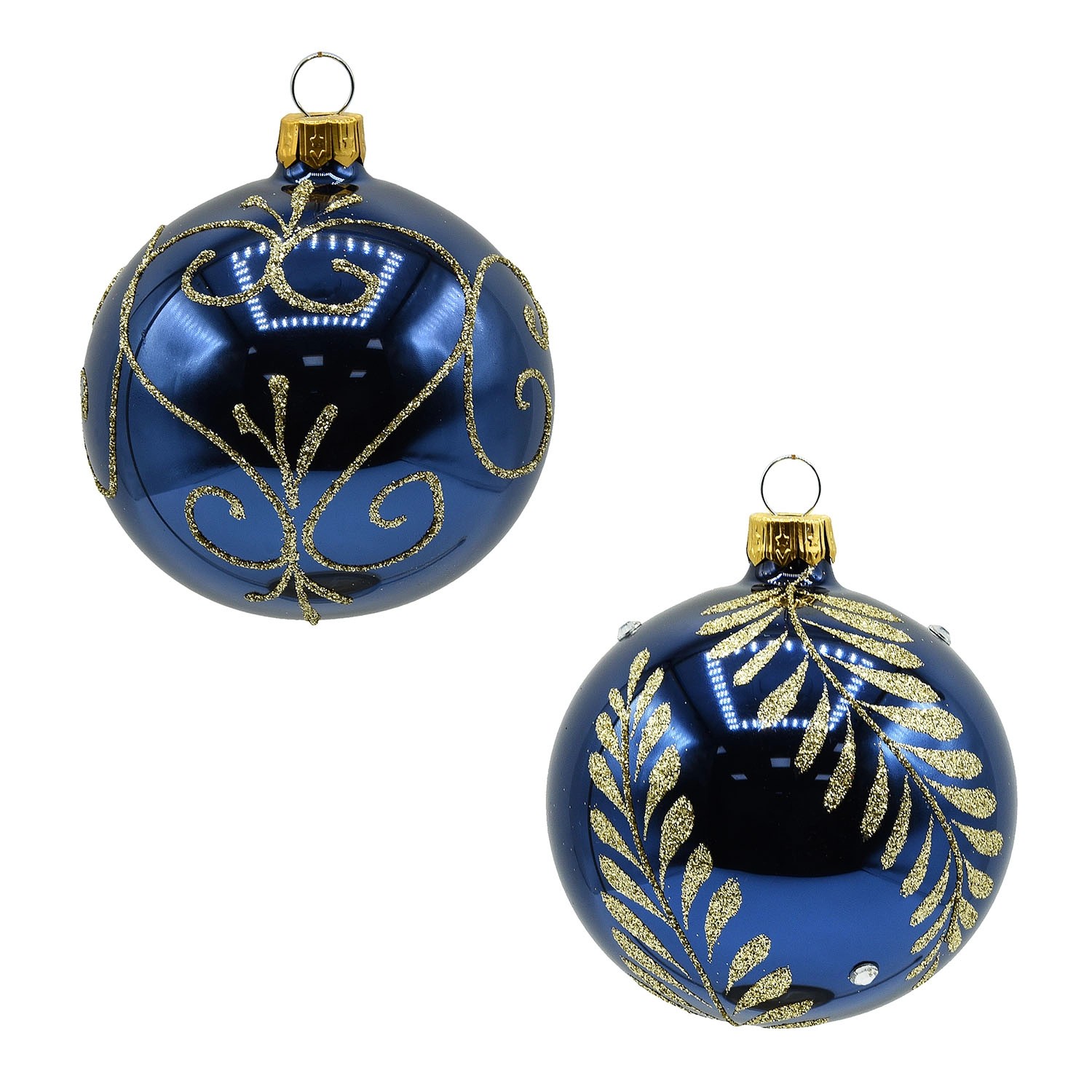 Bombka szklana granatowa, mix - 8 cm