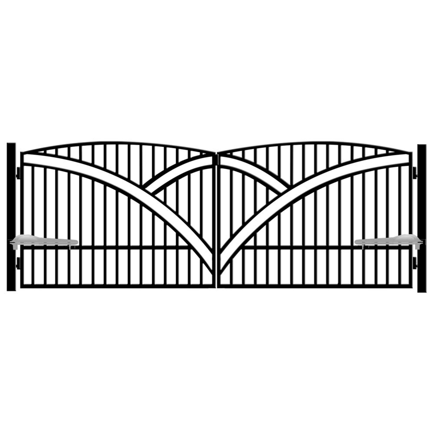 Jarmex Brama Genua dwuskrzydłowa z napędem i słupkami czarny mat 397x145cm