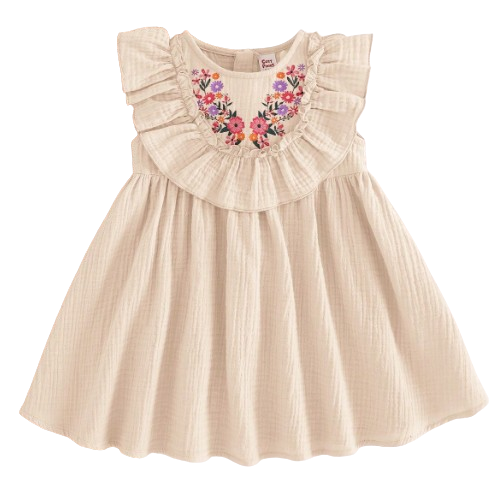 Sukienka muślinowa ecru z kwiatuszkami NS