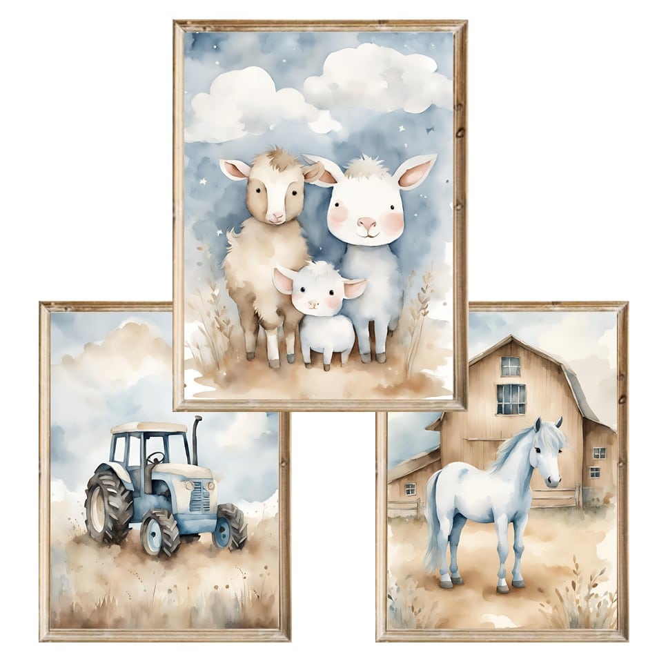 Zestaw trzech plakatów dla dzieci Farma 1 - A4