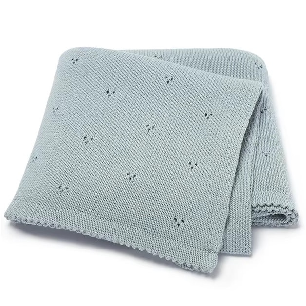 Kocyk ażurkowy błękit 100x70 cm NS