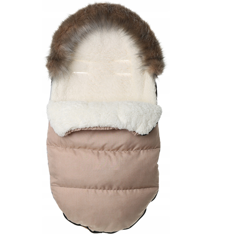 Ocieplany śpiworek do wózka z futerkiem premium Beżowy z barankiem AL