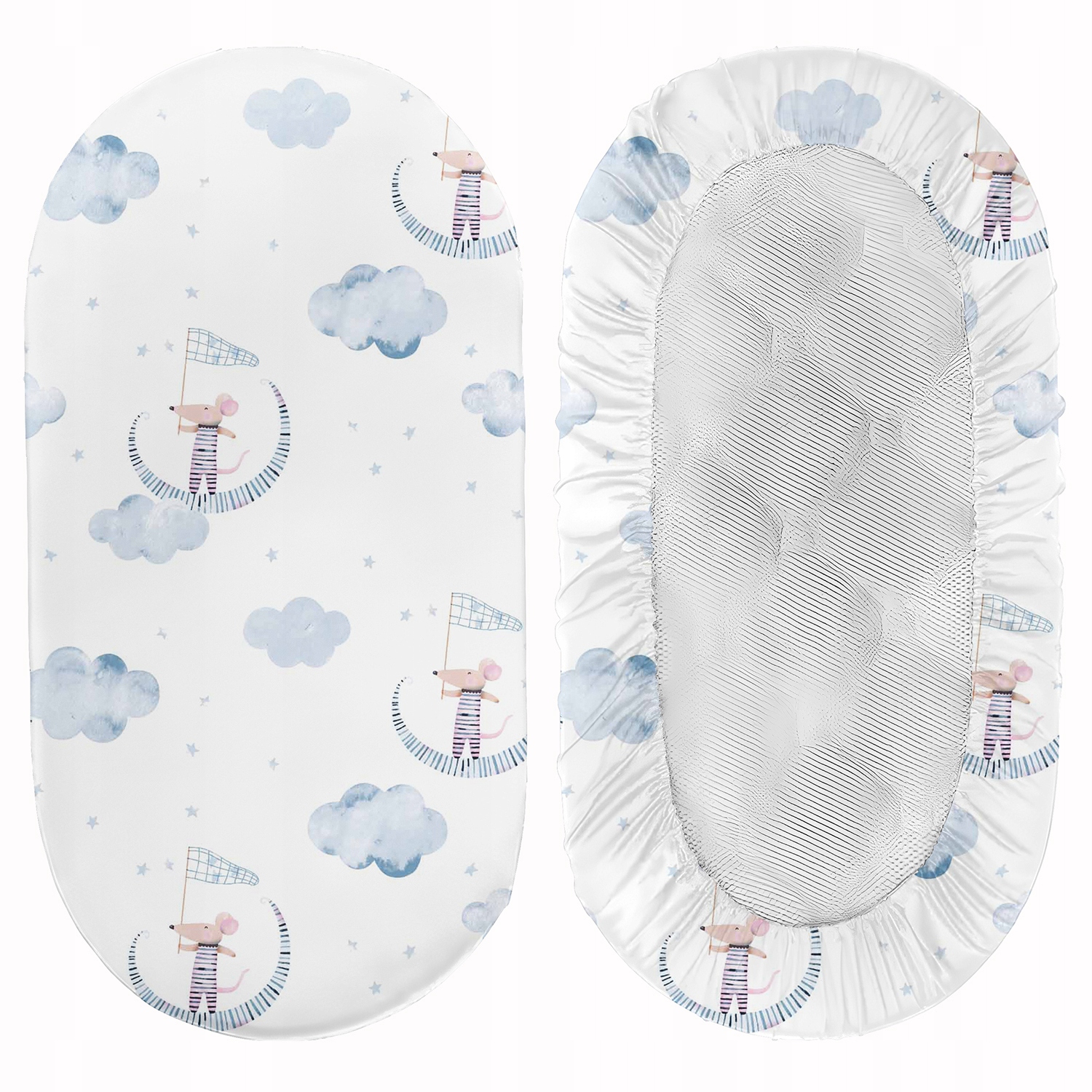 Prześcieradło bawełniane do gondoli Myszka w Chmurach AL