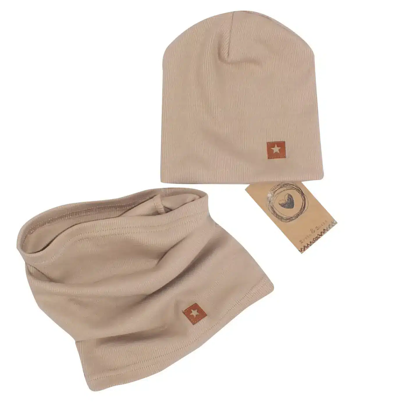 CZAPKA PODWÓJNA PRĄŻKOWANA NIEMOWLĘCA + TUBA PIASKOWA ZZ - 68-74