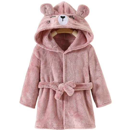 Szlafrok dla dziewczynki miś z uszami brudny róż Rozmiar do Wyboru NS - 9-12M