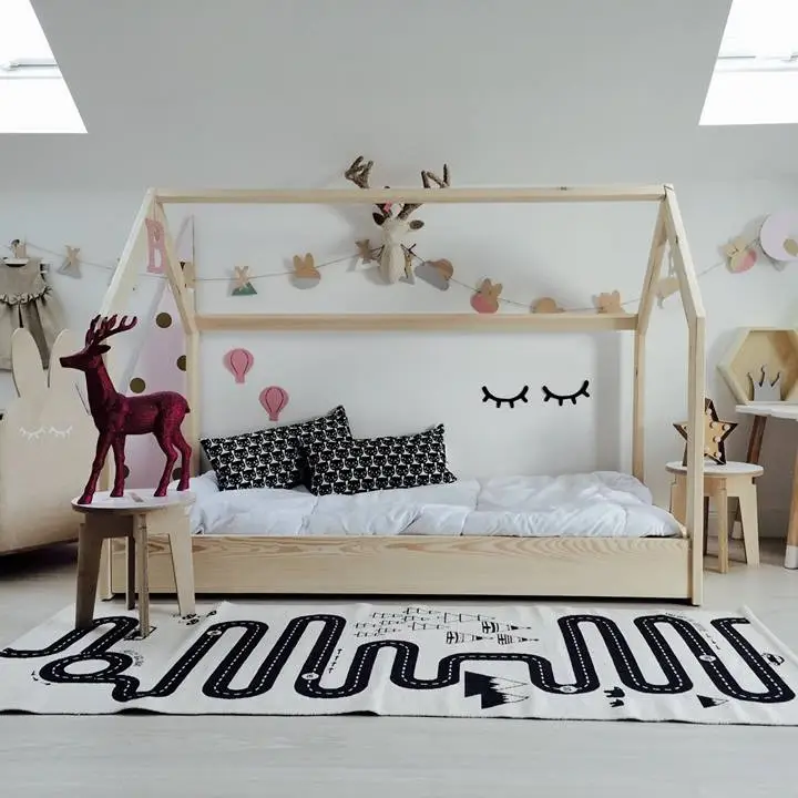 Łóżko domek bez barierek WH - 80x140 - Naturalny