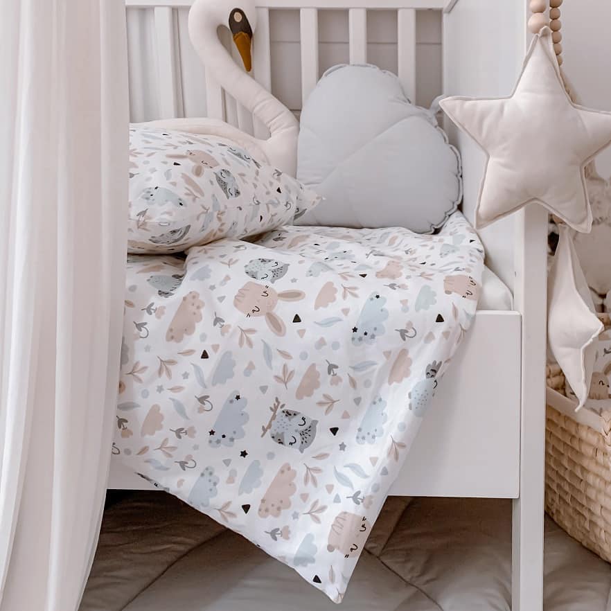 Komplet pościeli bawełnianej 120x90 cm Pastelowe Zwierzaki AL