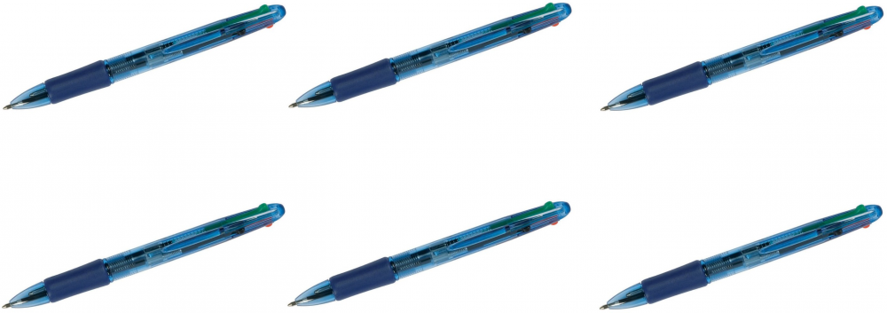 6x długopis automatyczny Q-Connect, 4 wkłady, 1.0.mm, mix kolorów