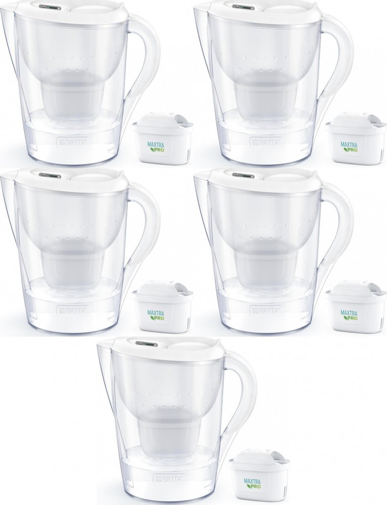 5x Dzbanek filtrujący Brita Marella, 2.4l, biały + 1 wkład Maxtra Pro Pure Performance