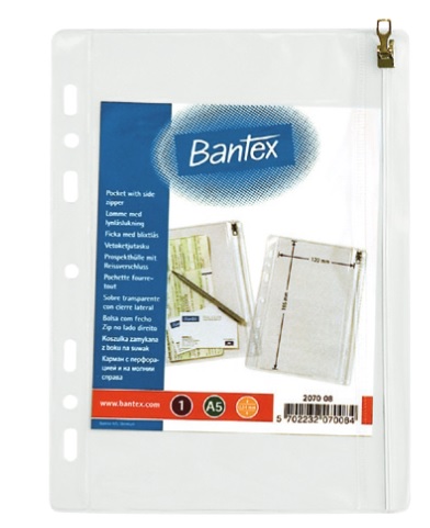 Koszulka z suwakiem Bantex, A5, 140μm, 10 sztuk, transparentny