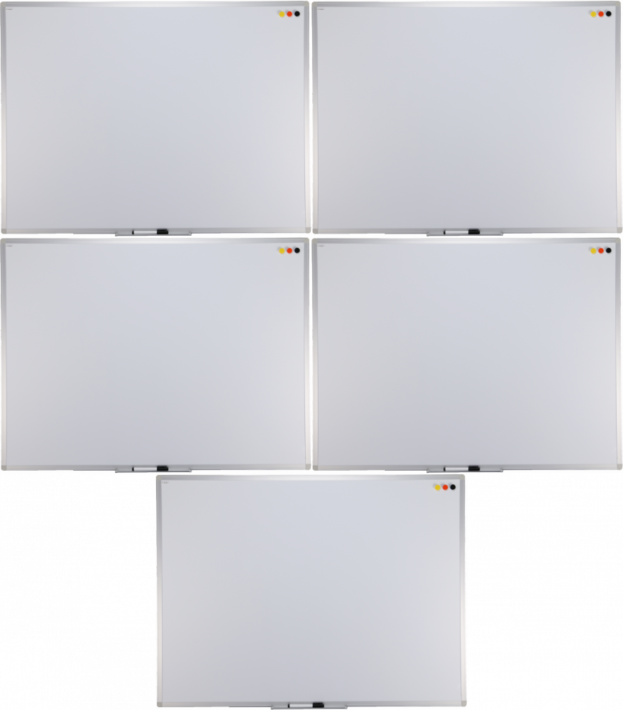 5x Tablica suchościeralna magnetyczna Ofix Standard, w ramie aluminiowej, lakierowana, 90x120cm, biały
