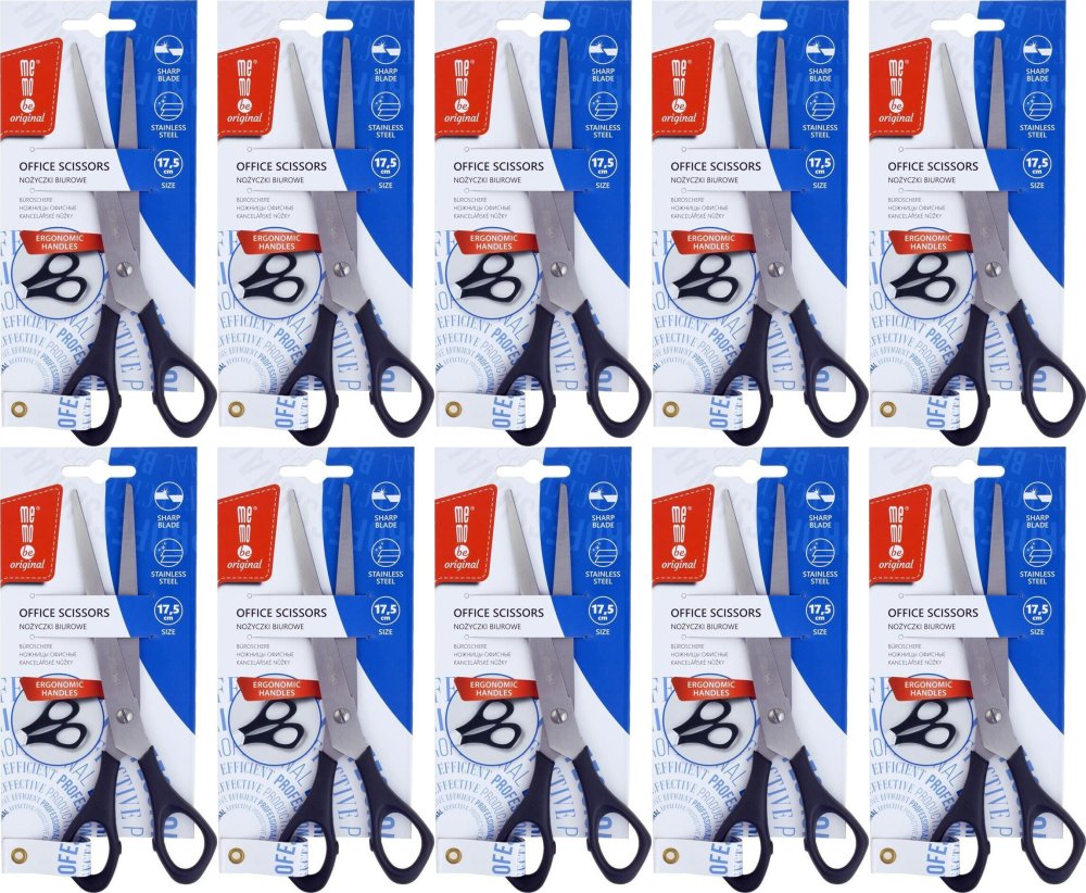 10x Nożyczki biurowe MemoBe, 17.5cm, czarny