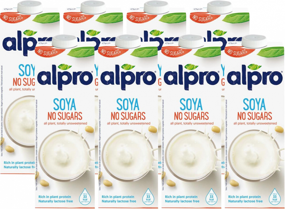8x Napój sojowy Alpro, bez cukru, 1l