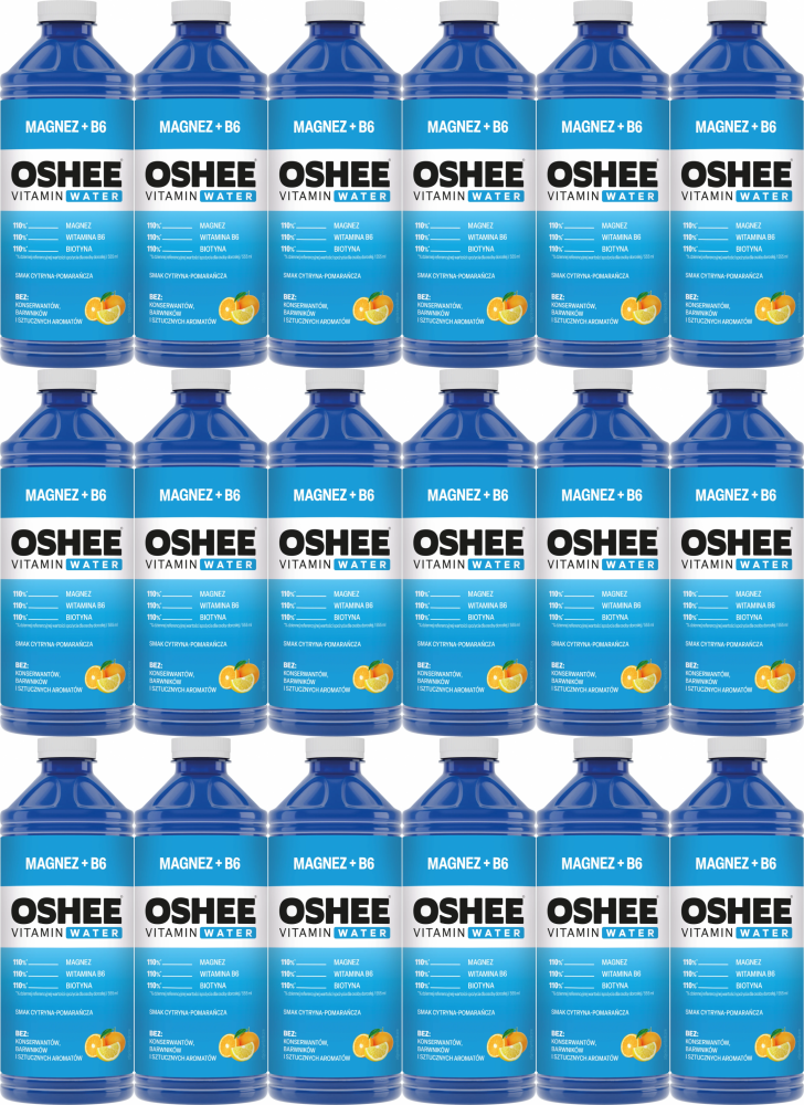 18x Napój niegazowany Oshee Vitamin Water Magnez + B6, butelka PET, 1.1l