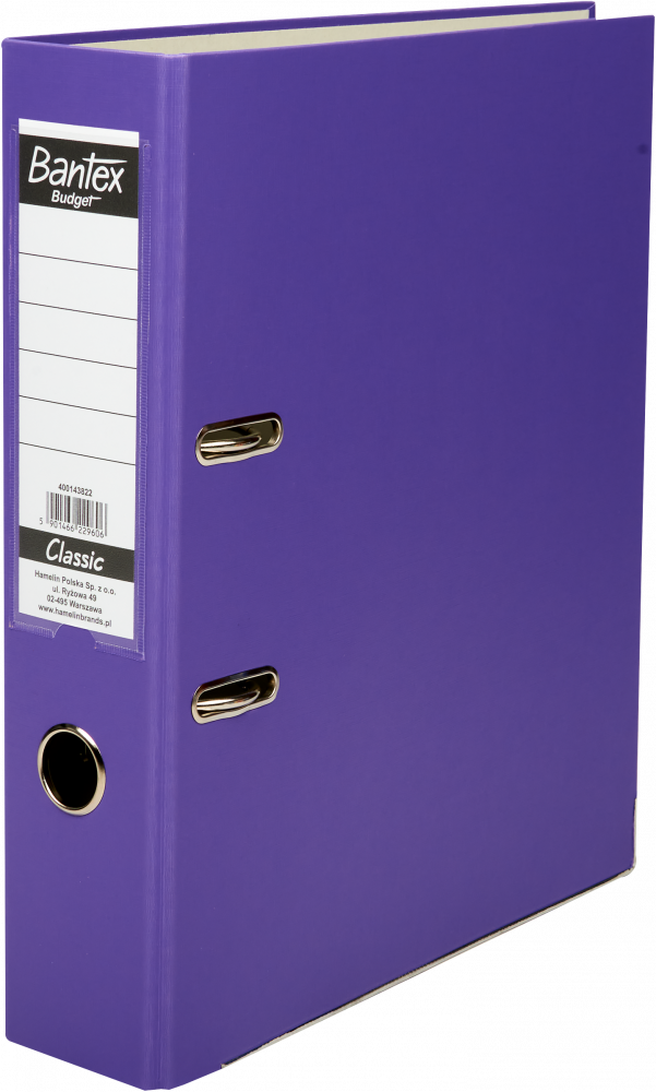 Segregator A4 Bantex Budget Classic, 75mm, do 500 kartek, fioletowy