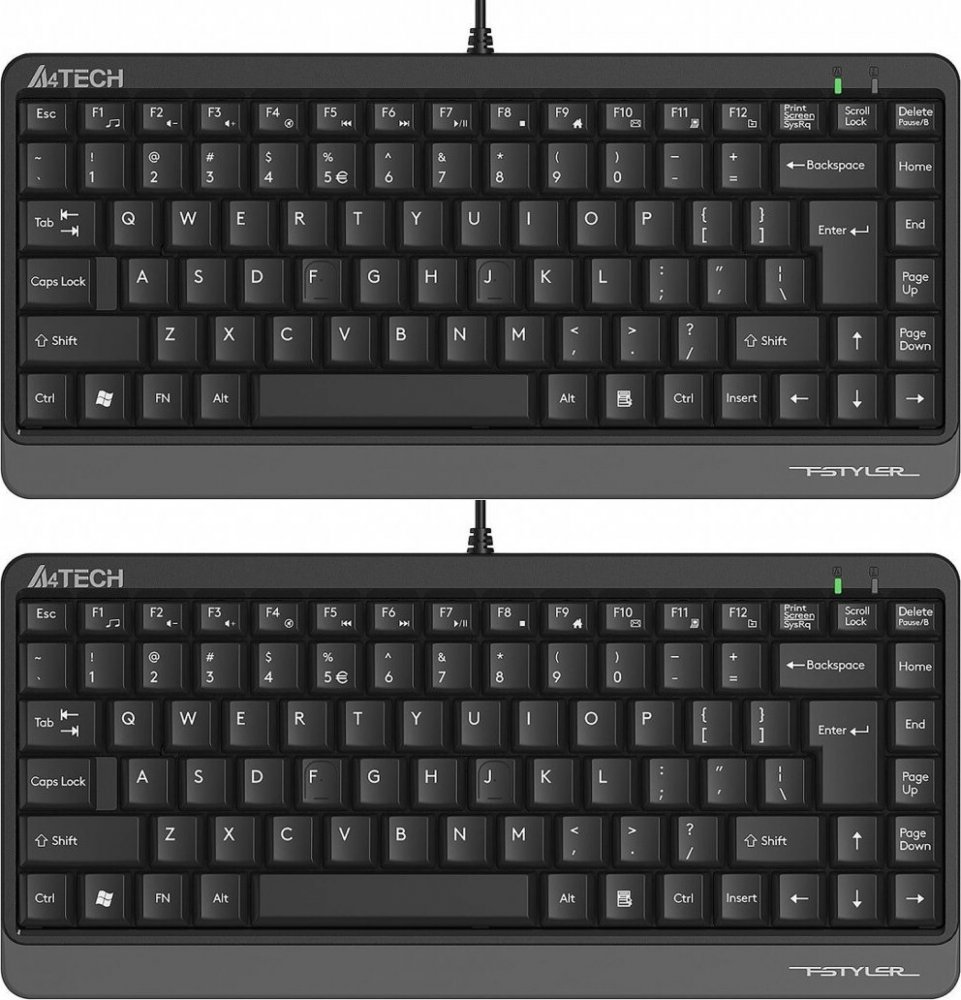 2x Klawiatura przewodowa A4Tech FStyler FK11, szary