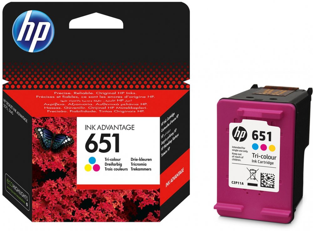 Tusz HP 651 (C2P11AE), 300 stron, CMY (cyan, magenta, yellow)