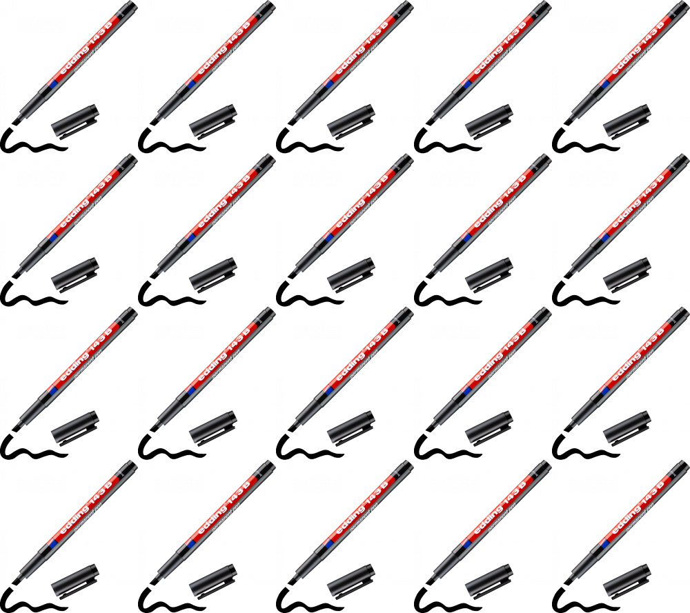 20x Foliopis permanentny edding 143B, ścięta, 1-3mm, czarny