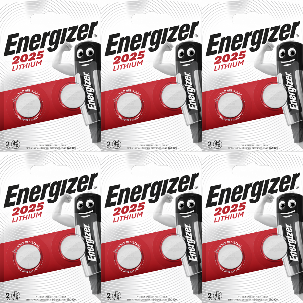 6x Bateria specjalistyczna Energizer, 3V, CR2025, 2 sztuki