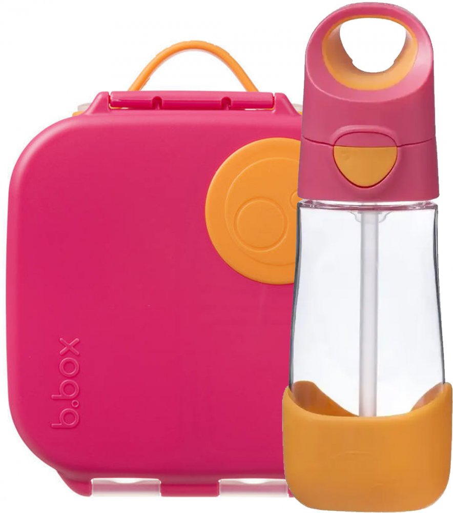 Zestaw: Mini lunchbox + bidon na wodę ze słomką B.Box Strawberry Shake