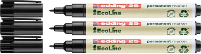 3x Marker permanentny edding ecoline 25, 1mm, czarny