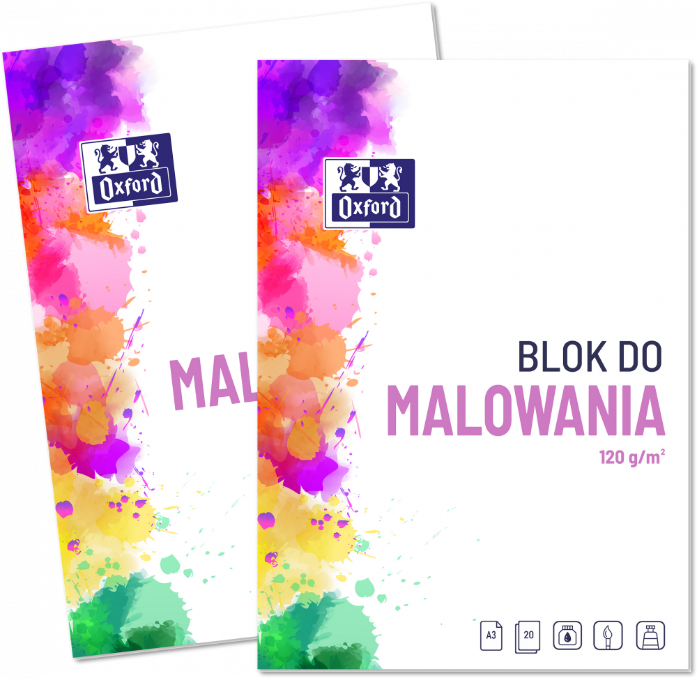 2x Blok rysunkowy do malowania Oxford, A3, 20 kartek, biały