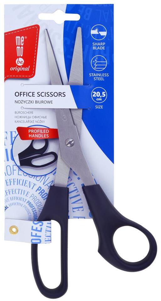 Nożyczki biurowe MemoBe, profilowane, 20.5cm, czarny