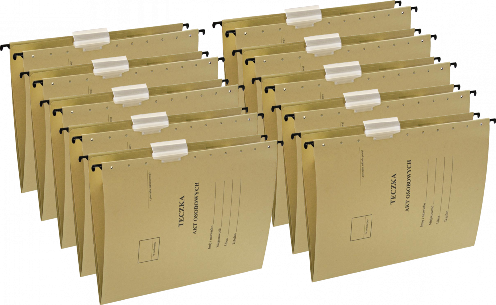 10x teczka zawieszana kartonowa do akt osobowych Esselte, A4, 348x268mm, 230 g/m2, brązowy