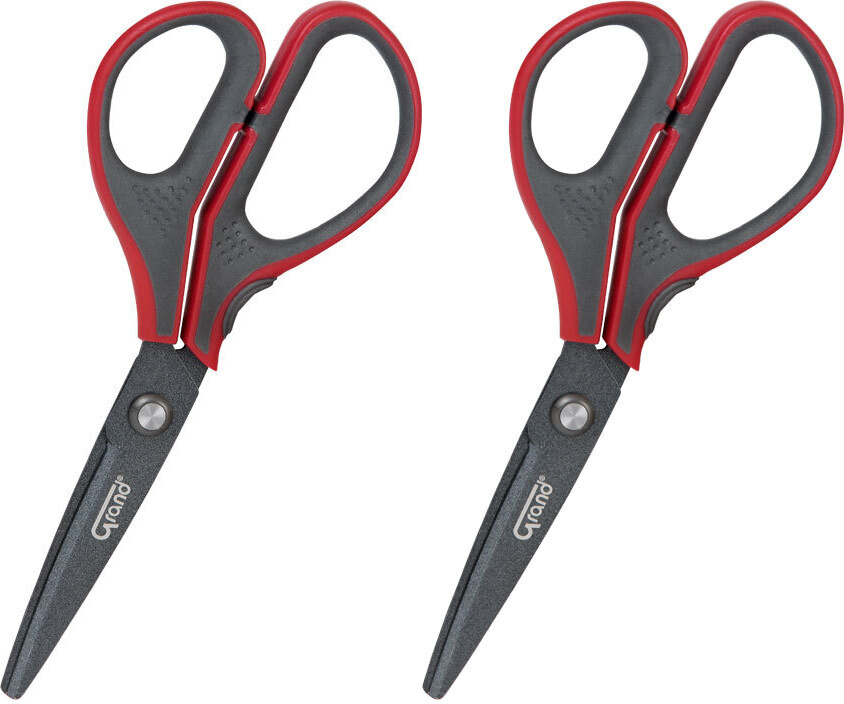2x Nożyczki biurowe Grand GR-8700, teflonowe, 17.5cm, szaro-czerwony