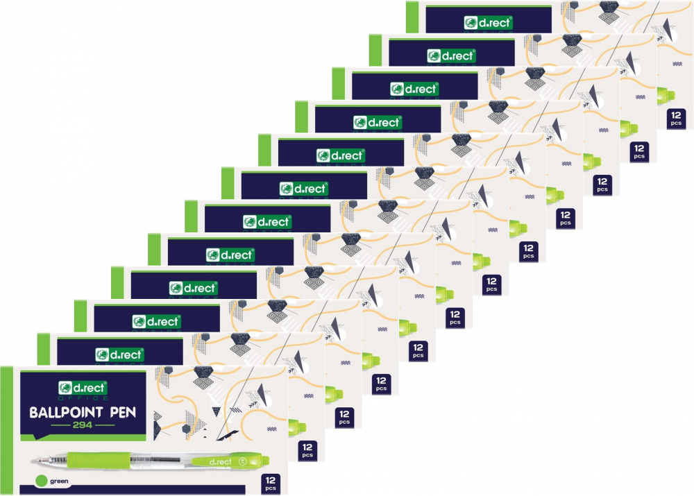 144x Długopis automatyczny D.Rect 294, 0.7mm, zielony