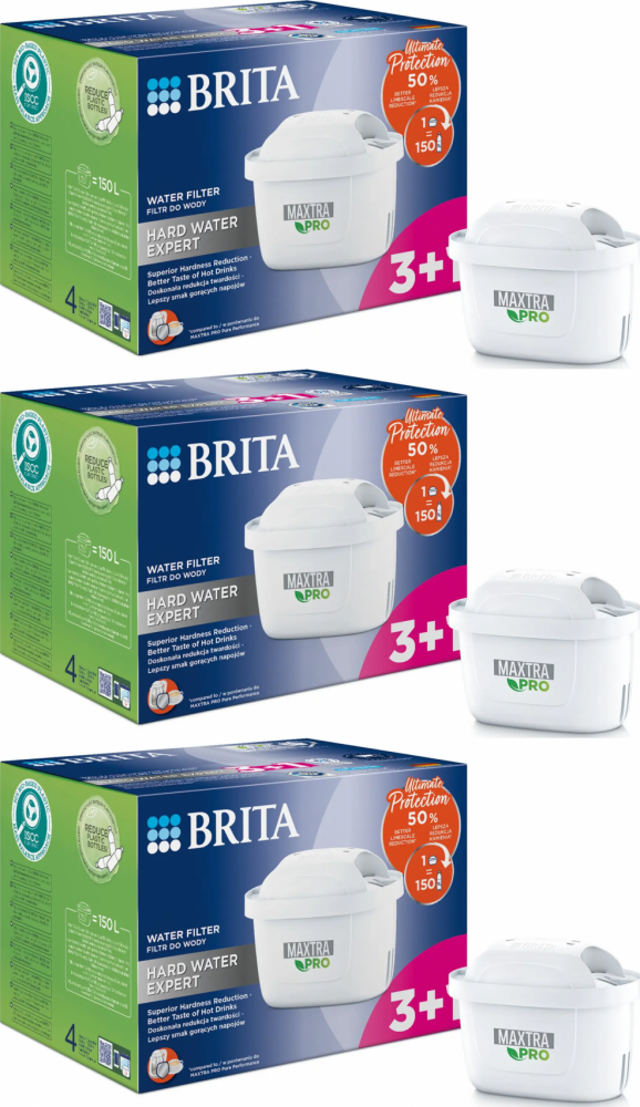 3x Wkład filtrujący Brita Maxtra Pro Hard Water Expert, 3 sztuki + 1 gratis