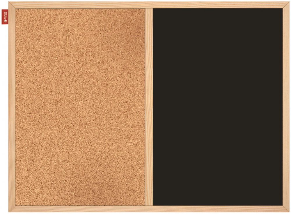 Tablica korkowa/kredowa Memobe Duo, magnetyczna, w ramie drewnianej, 60x40cm