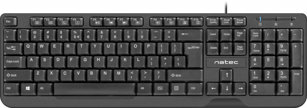 Klawiatura przewodowa Natec Trout US Slim NKL-0967, czarny