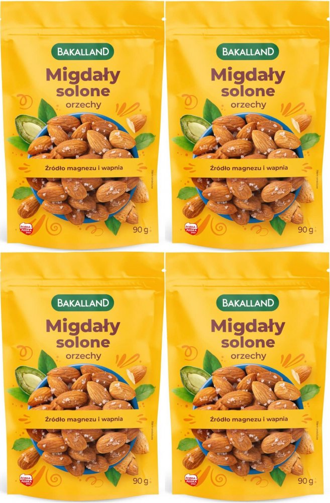 4x Migdały Bakalland, lekko solone, 90g