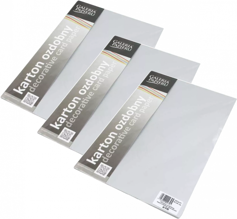 3x Karton ozdobny Galeria Papieru Millenium, A4, 220g/m2, 20 arkuszy srebrny