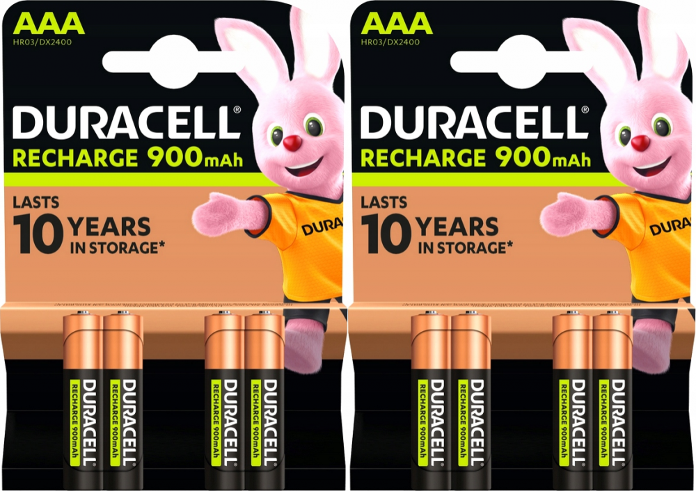 2x Akumulatorki Duracell, AAA, 900mAh, 4 sztuki