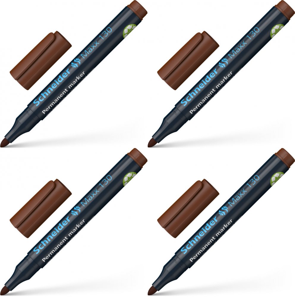 4x Marker permanentny Schneider Maxx 130, okrągła, 1-3mm, brązowy