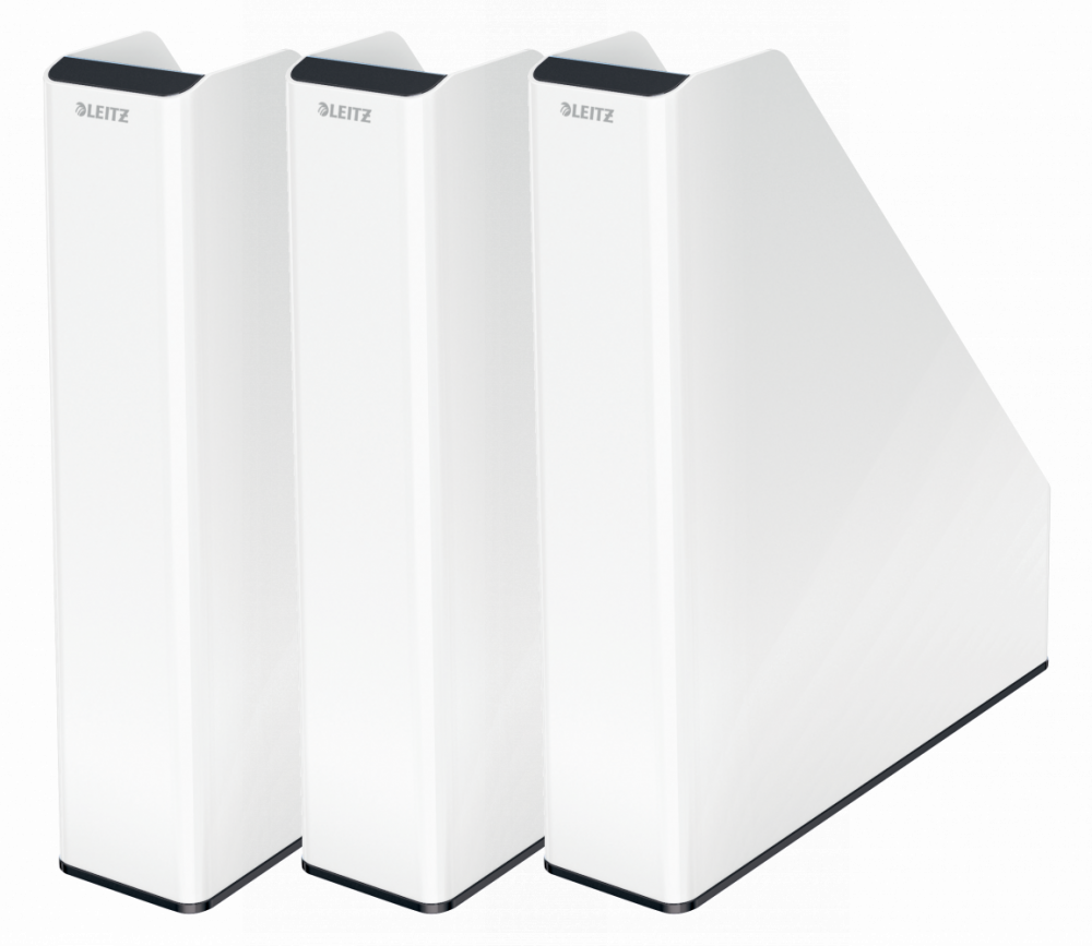 3x Pojemnik na dokumenty Leitz WOW, dwukolorowy, A4, 73mm, biało-czarny