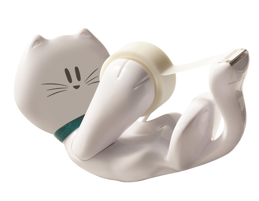 Podajnik do taśmy klejącej Scotch, w kształcie kotka (C39 KITTY)+ taśma Scotch Magic 19mmx8.89m, biały