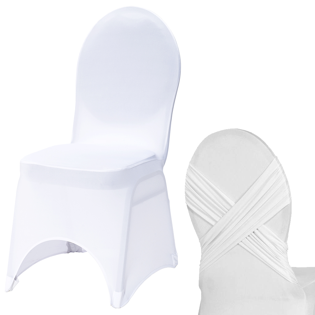 Pokrowiec na krzesło bankietowe kolor biały z przeszyciem