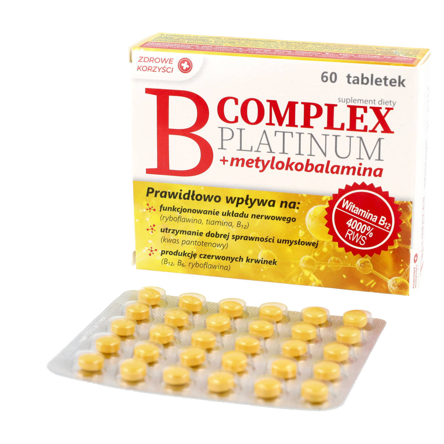 Zdrowe korzyści b complex platinum, 60 tabletek