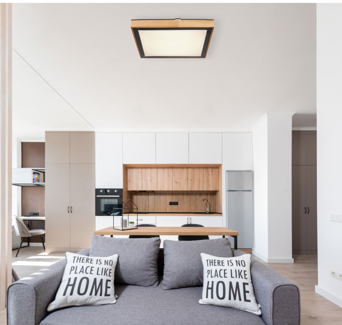 Globo Lighting Bruno plafon 1x24W LED czarny mat/opal/drewno 41764-24Q