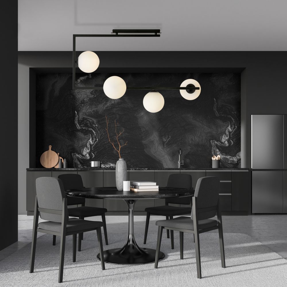 Emibig Soma lampa podsufitowa 4x10W czarny/szkło mleczne 1291/4