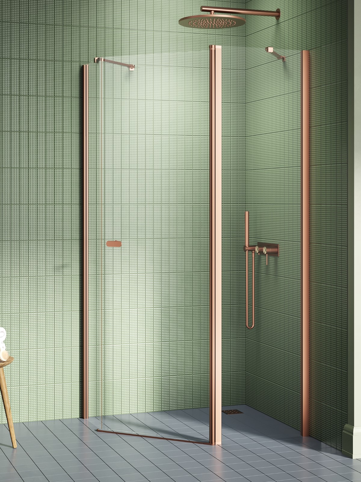 New Trendy New Soleo Copper Brushed kabina prysznicowa 100x80 cm miedź szczotkowana/szkło przezroczyste K-1702