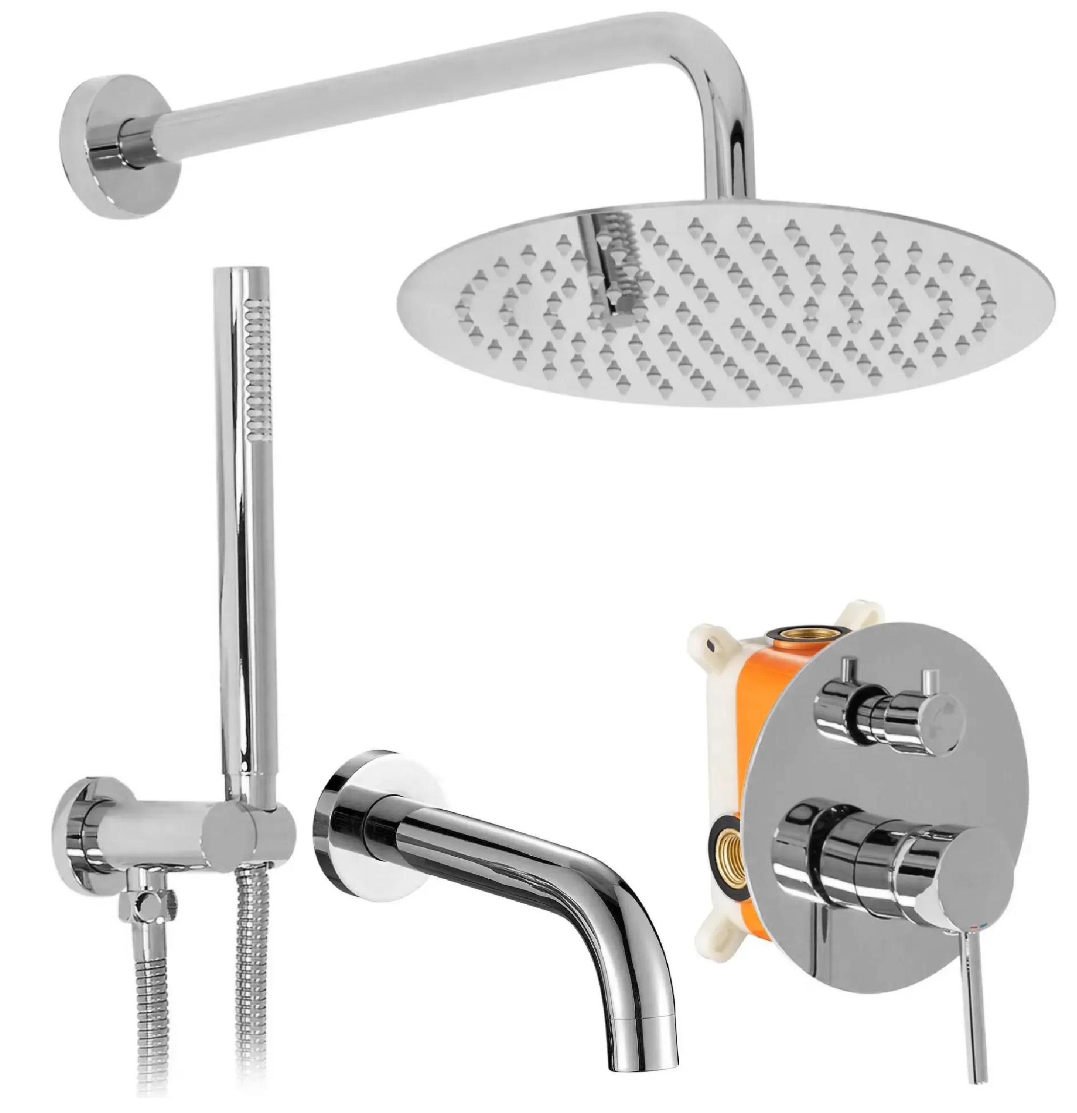 Rea Lungo zestaw wannowo-prysznicowy podtynkowy z deszczownicą chrom REA-P6612 - Wysyłka w 24h