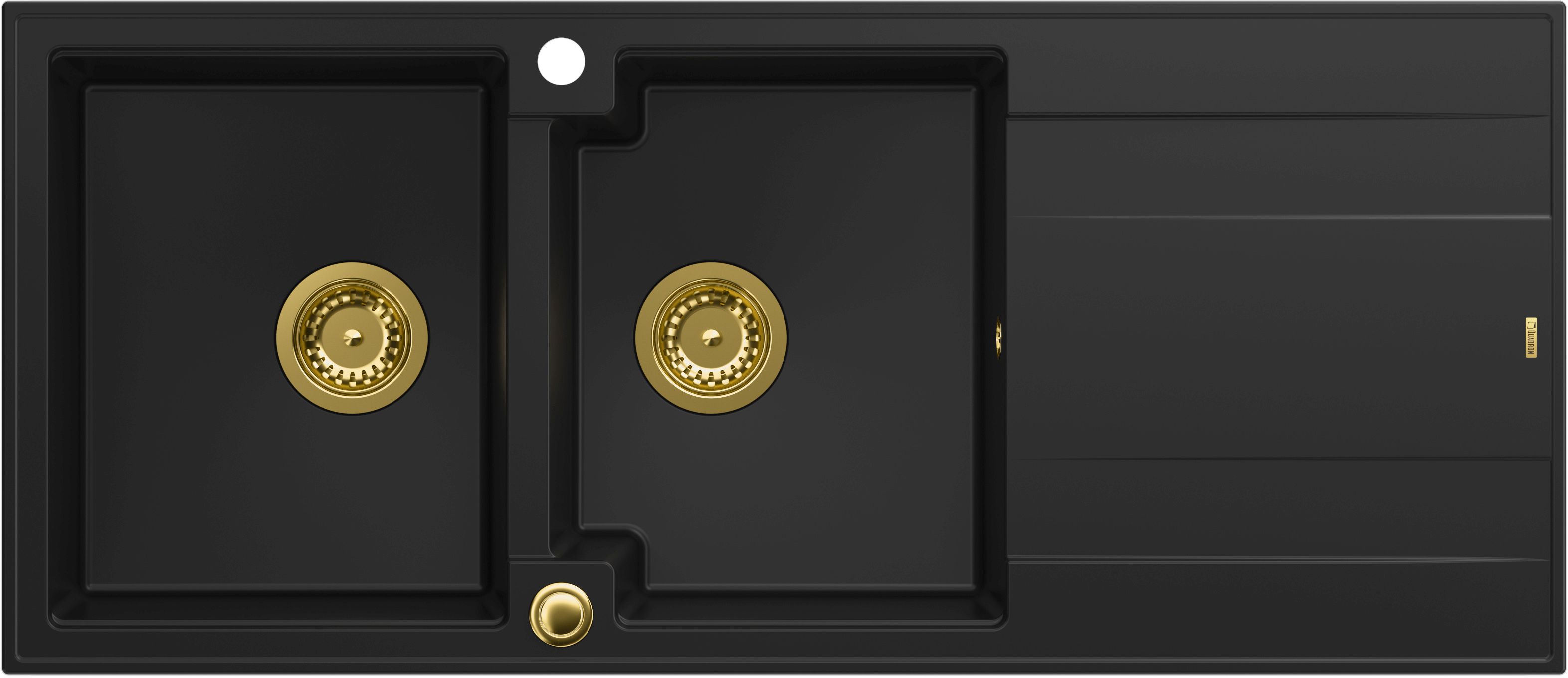 Quadron Evan 121 zlewozmywak 116x50 cm GraniteQ pure carbon/elementy złote HQE11650U7_PVDG1_P2O