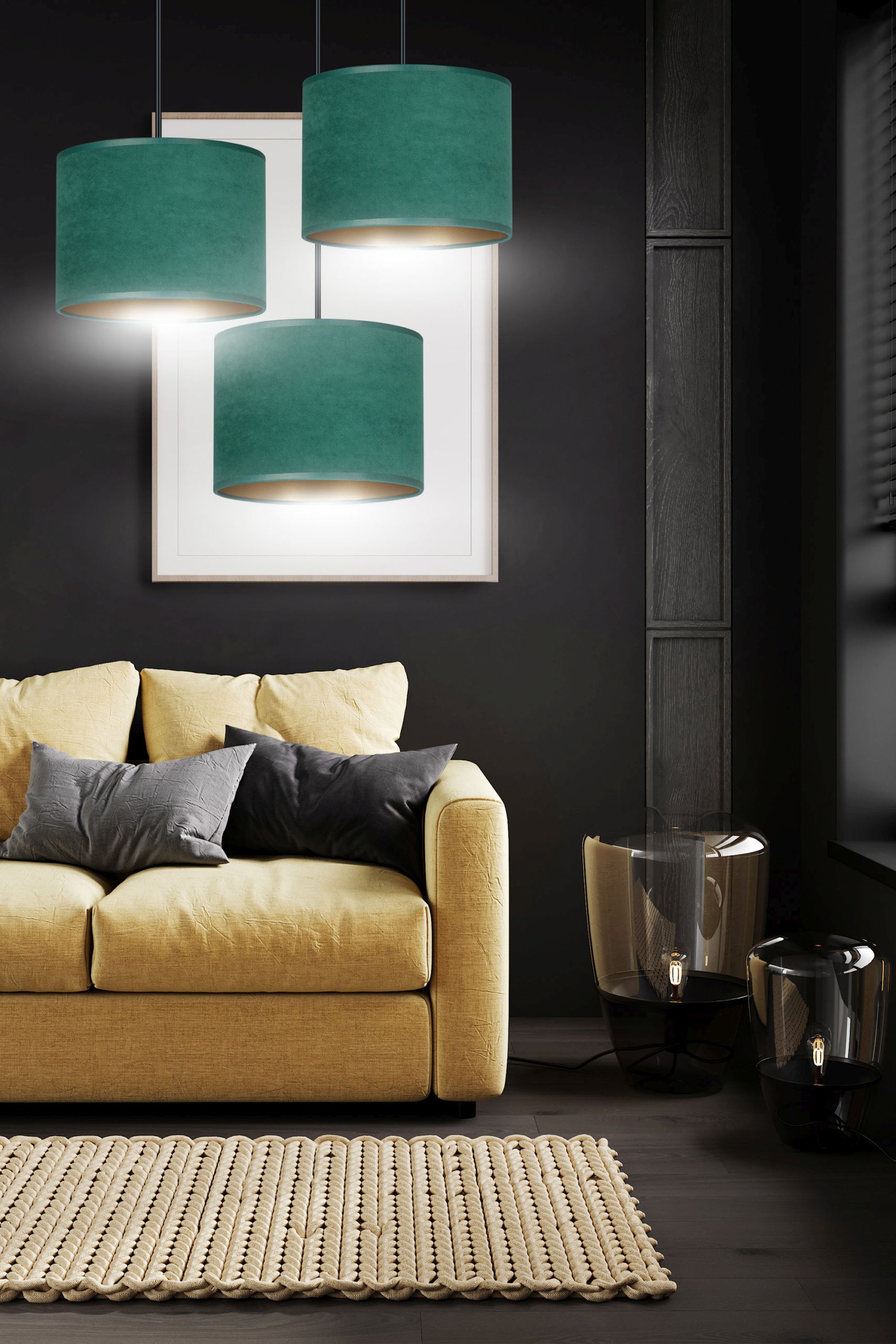 Emibig Hilde lampa wisząca 3x15 W zielona-złota 1051/3PREM