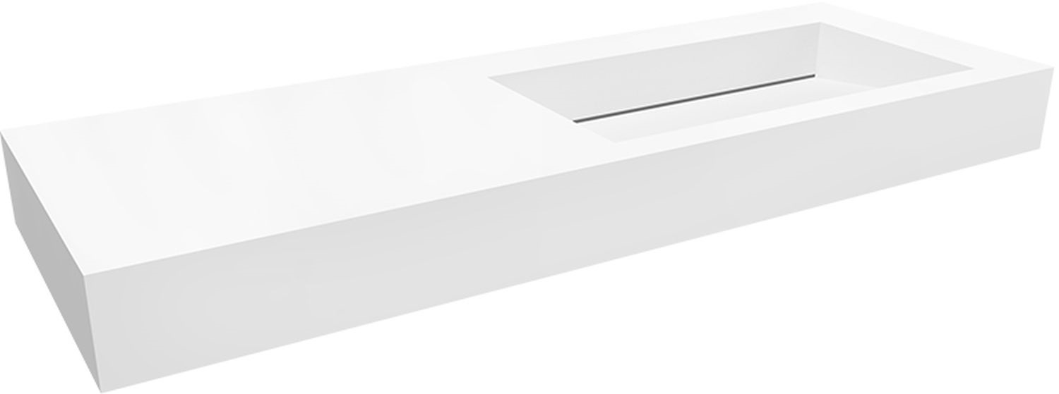 Cristalstone Linea Ideal umywalka 130x45 cm ścienna prostokątna biały U1300-MBPOLC/BO